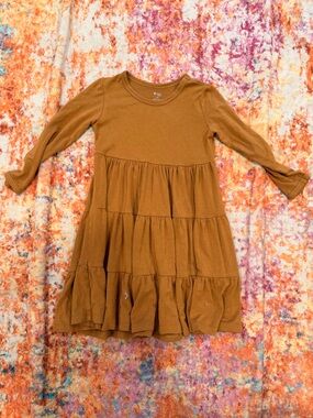 Kyte Baby Toddler Dress Brown Tiered Twirl Long Sleeve Bamboo Size 3T